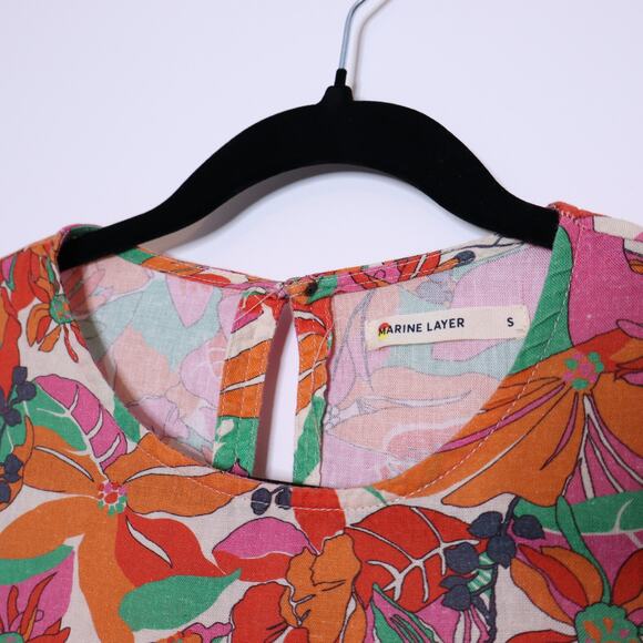 MARINE LAYER Laney Side Tie Ruffle Minidress Vintage Floral Multicolor Women's S - Picture 10 of 16